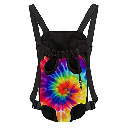 Snilety Puppy Cats Carrier Rucksack Dog Pouch Sling Travel Bag, X-Large Size Pet Supporter Harness, Suitable for Shopping, Walking, Cycling, Rainbow Image Design