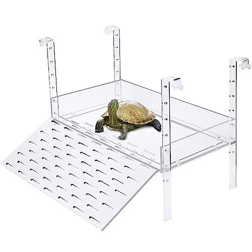 SNNplapla Large Turtle Basking Platform, Basking Platform for Aquatic Turtles, Turtle Tank Accessories,Turtle Terrace, Hanging Turtle Ramp, Turtle Dock Basking Area,Suitable for 60+ Gallon Tanks