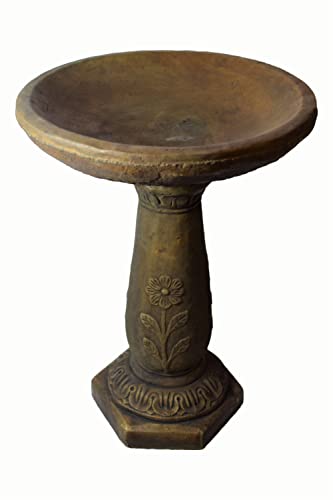 Solid Rock Stoneworks Daisy Pool Birdbath- 26" Tall x 19" Dia- Espresso