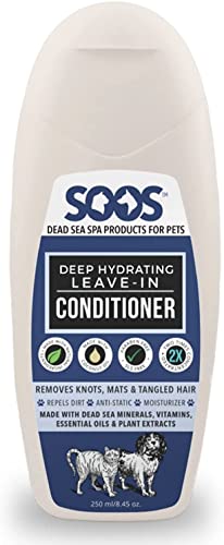 Soos Pet Dog Conditioner for Cats and Pets Deep Hydrating Leave-in Natural Dead Sea Minerals Skin Moisturizer Polish Deeply Absorbing with Vitamins Natural Ingredients - 1x Pet Conditioner (250ml)