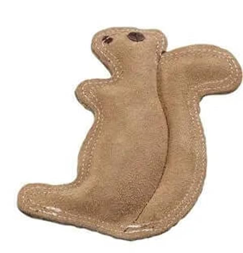 SPOT by Ethical Products Dura-Fused Leather Squirrel Dog Toy with Squeaker | Durable, Real Leather Squirrel Squeak Toy for Dogs | Double Stitched Seams and Jute Backing for Added Strength | Small