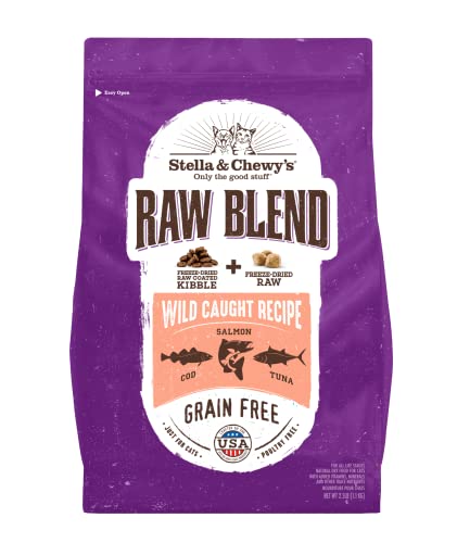 Stella & Chewy’s Raw Blend Premium Kibble Cat Food – Grain Free, Protein Rich Meals – Wild-Caught Fish Recipe – 2.5 lb. Bag