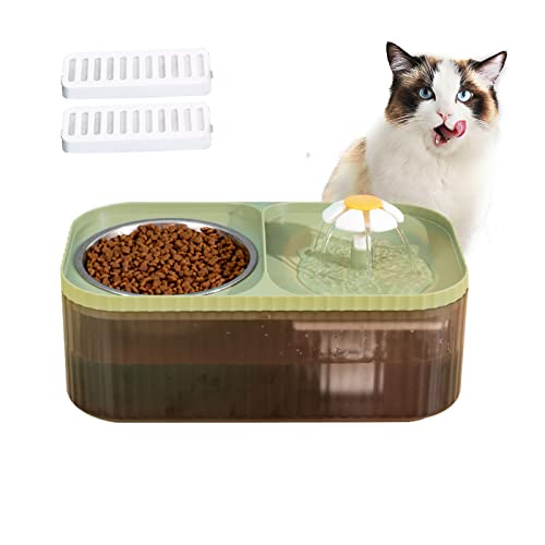 Suertree Cat Fountain Water Bowl Stainless Steel, 101oz/3L Automatic Pet Water Fountain, Dog Water Dispenser Cat Feeding Watering Supplies with 2 Filters for Cats, Dogs, Pets Green