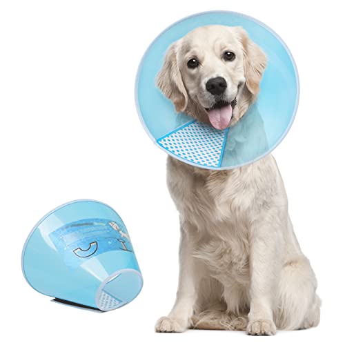 Supet Dog Cone Adjustable Pet Cone Pet Recovery Collar Comfy Pet Cone Collar Protective Collar for After Surgery Anti-Bite Lick Wound Healing Safety Practical Plastic E-Collar