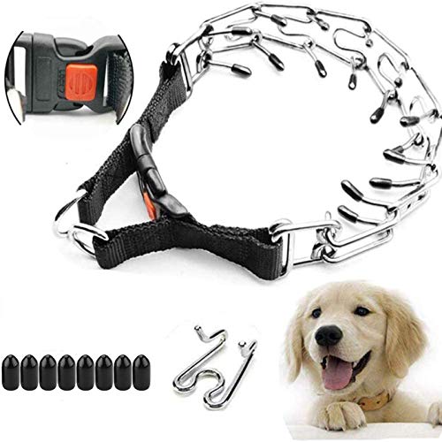 Supet Dog Prong Collar, Adjustable Dog Pinch Training Collar with Quick Release Buckle for Small Medium Large Dogs(Packed with One Extra Links)