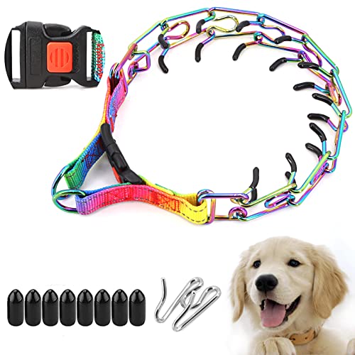 Supet Dog Prong Collar, Adjustable Dog Training Collar with Quick Release Buckle for Small Medium Large Dogs(Packed with One Extra Links)