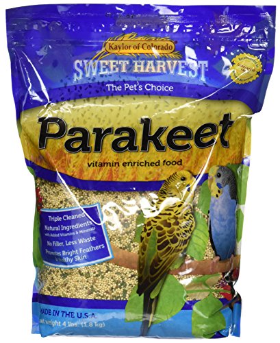 Sweet Harvest Parakeet Bird Food, 4 lbs Bag - Seed Mix for Parakeets Budgerigars Budgies