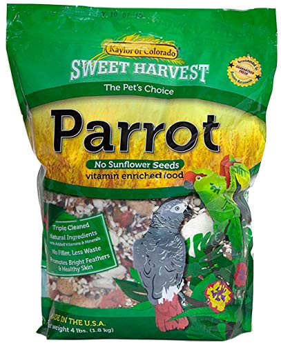 Sweet Harvest Parrot Bird Food (No Sunflower Seeds), 4 lbs Bag - Seed Mix for a Variety of Parrots