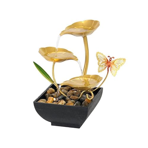 Tabletop Fountain Indoor Waterfall Fountain for Home,MYCYGYB Office&Bedroom Decor with Natural River Rocks, Table Fountain with LED Lights Adds Serenity