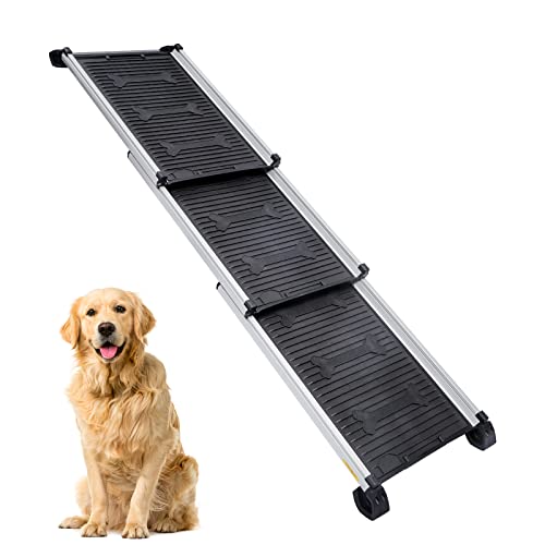 TaiH Leo Dog Ramp, 64"x16" Lightweight Pet Ramp, Collapsed Portable Car Ramps for Small, Medium, Large Dogs, Holds up to 185lbs, Available for Bed, Car, Truck, SUV, Anti-Resistant with Rubber Feet