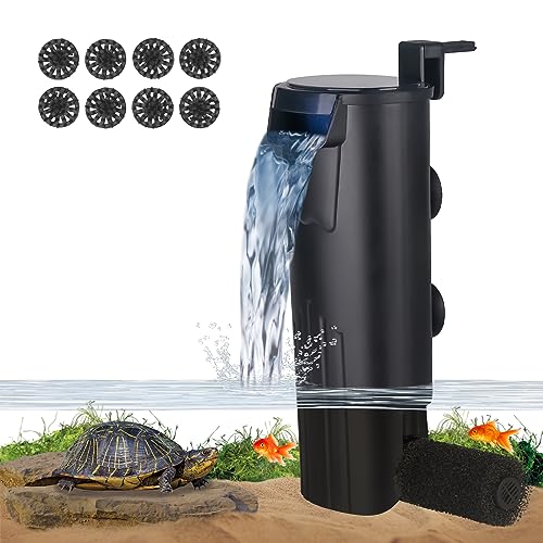 TARARIUM Turtle Tank Filter Aquarium Low Water Level Internal Clean Pump for 3 to 20 Gallons Turtle Tanks, Reptiles, Amphibians, Frog, Cichlids, Newt and Fish Tank