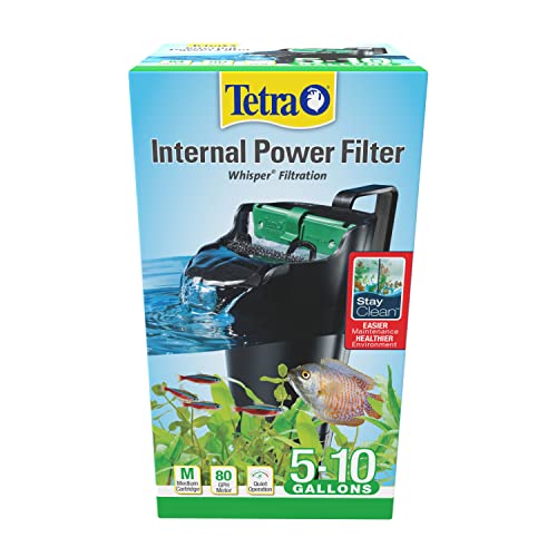 Tetra Whisper Internal Power Filter 5 To 10 Gallons, For aquariums, In-Tank Filtration With Air Pump, Black