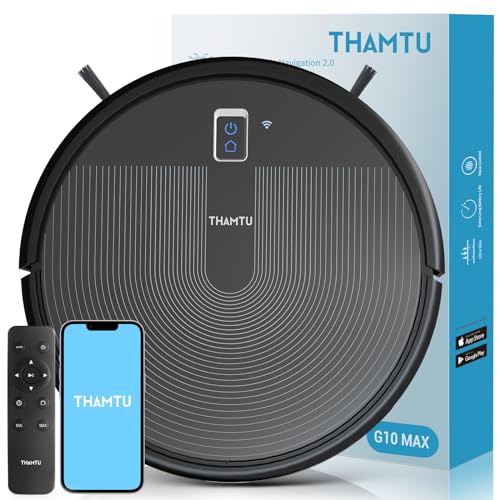 Thamtu Robot Vacuum G10 Max, Smart Robotic Vacuum Cleaner 2800Pa Suction Compatible with WiFi/APP/Alexa, Perfect for Pet Hair/Hard Floors/Medium-Pile Carpe