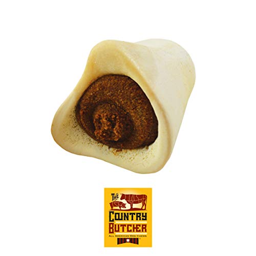 The Country Butcher Filled Dog Bones for Aggressive Chewers, Small, Medium, and Large Breed Dog Treat, Natural, Tough, Stuffed Chew Toy, Made in The USA, Variety Pack, 4 Count - Rawhide Free