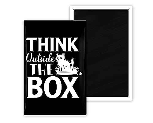 Think Outside The Box Funny Cat Pooping Outside of Litter Box Magnet