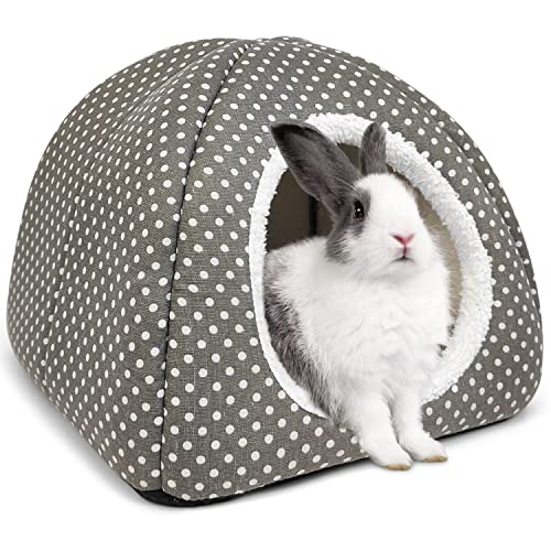 Tierecare Rabbit Hideout Large Bunny Bed Washable Rabbit House and Hideout Fleece Guinea Pig Hiding Hut for Indoor Bunnies Small Animal Hideaway