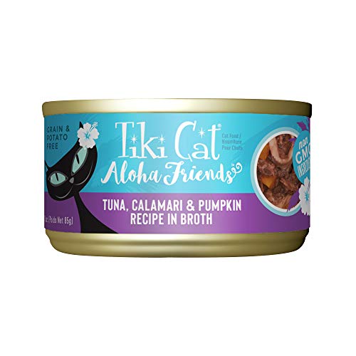 Tiki Cat Aloha Friends, Tuna, Calamari & Pumpkin, Grain-Free & High Moisture, Wet Cat Food for All Life Stages 3 oz. Cans (Case of 12)