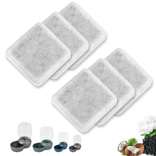 TOGGATH Pet Water Fountain Charcoal Replacement Filters Compatible with Petmate Replendish Mason Gravity Waterers Automatic Dog Water Bowl Cat Drinking Dispenser Filters (6 Pack)