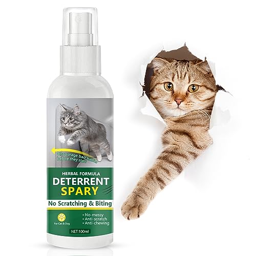 Topkech Cat Deterrent Spray,Cat Repellent Indoor,Prevents Pets from Biting and Scratching & Furniture Protector,No Chew Spray for Pets-Indoor & Outdoor Use 100ML