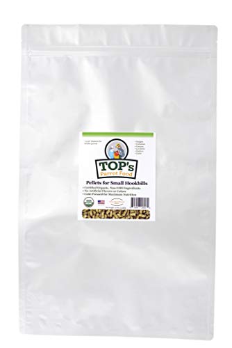 TOP's Parrot Food Bird Pellets for Small Hookbills - Non-GMO, Peanut Soy & Corn Free, USDA Organic Certified (10lbs)