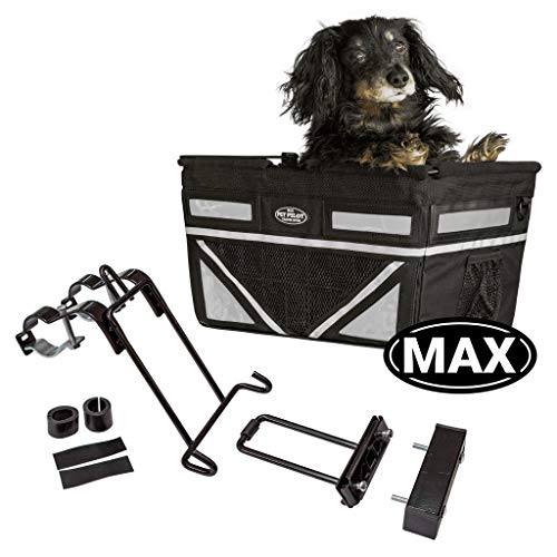 TRAVELIN K9 Pet-Pilot MAX Dog Bicycle Basket Carrier | 8 Color Options for Your Bike (Silver/Grey)