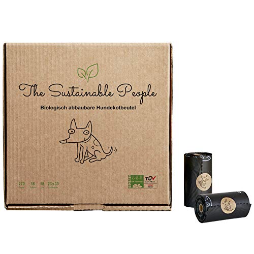 TSP Premium Poop Bags - Starch Based - 100% Compostable and Biodegradable, certified OK compost HOME and EN13432 (no OXO, free from d2w, epi and PE) - Extra Large (9 x 13 Inches) (18 rolls (270 bags)