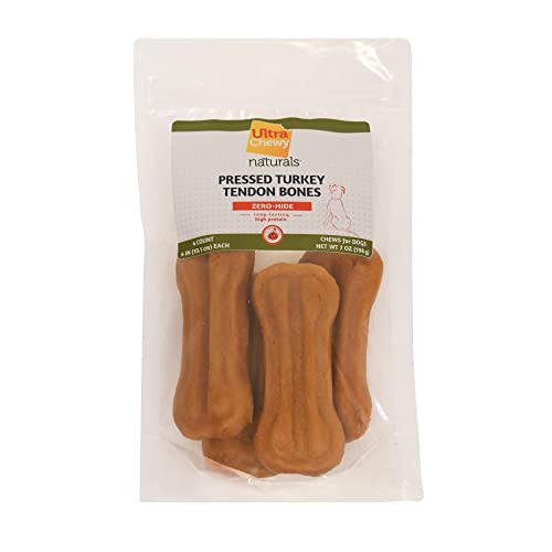 Ultra Chewy Turkey Tendon Knotted Bones for Dogs - Premium All-Natural, Hypoallergenic, Long-Lasting Dog Chew Treat, Easy to Digest, Alternative to Rawhide (4 Inches - 4 Pack)