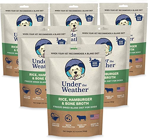 Under the Weather Easy to Digest Bland Dog Food Diet for Sick Dogs - Contains Electrolytes - Gluten Free, All Natural, Freeze Dried 100% Human Grade Meats - Rice, Hamburger and Bone Broth