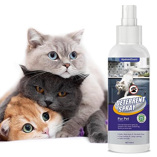 UpdateClassic Cat Spray Deterrent, Natural Cat Repellent Indoor with Bitter, Effective Anti-Scratching Spray for Pet Behavior Training, Prevent Cats from Plants & Furniture, Indoor and Outdoor Use