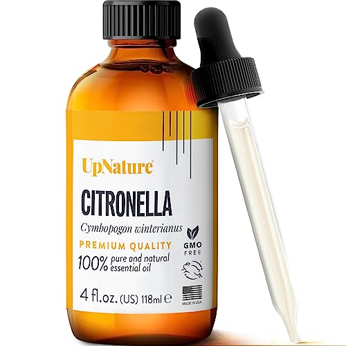 UpNature Citronella Essential Oil - 100% Natural & Pure, Undiluted, Premium Quality Aromatherapy Oil- Keeps Insects and Mosquitos Away Naturally - Treat Fevers & Headaches, 4oz