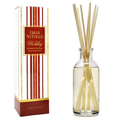 Urban Naturals Holiday Peppermint Snowflake Reed Diffuser Gift Set | Peppermint & Sweet Vanilla Scent Made with Essential Oils | Great Idea for The Home