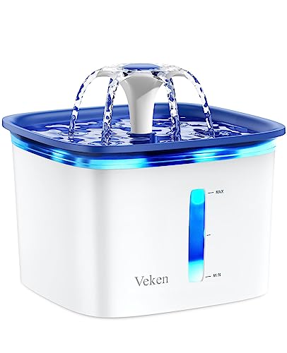 Veken 95oz/2.8L Pet Fountain, Automatic Cat Water Fountain Dog Water Dispenser with Smart Pump for Cats, Dogs, Multiple Pets (Blue, Plastic)