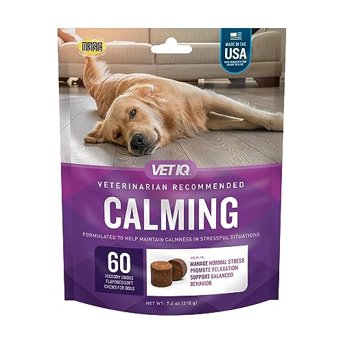 VetIQ Calming Support Supplement for Dogs, Calming Chews Help Manage Stress and Promote Relaxation, Anxiety Relief for Dogs, 60 Count