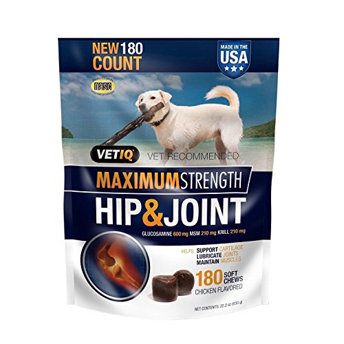 VetIQ Maximum Strength Hip & Joint, 180 Chicken Flavored Soft Chews for Dogs, 22.2 oz (Pack of 3)