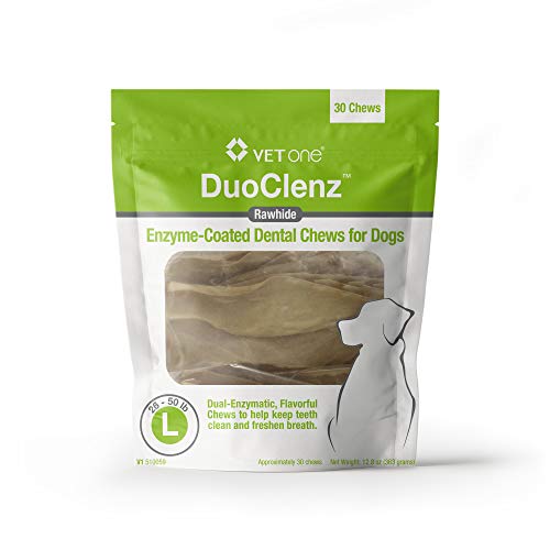 VetOne DuoClenz Enzyme Coated Dog Dental Chews for Large Dogs - Veterinarian Formulated - 30 Count