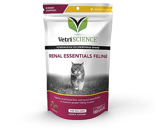 VetriScience Renal Essentials Feline Kidney Supplement for Cats – Kidney and Urinary Tract Support, Cat Kidney Supplement with Astragalus Root, Nettle, Herbs, and Folic Acid