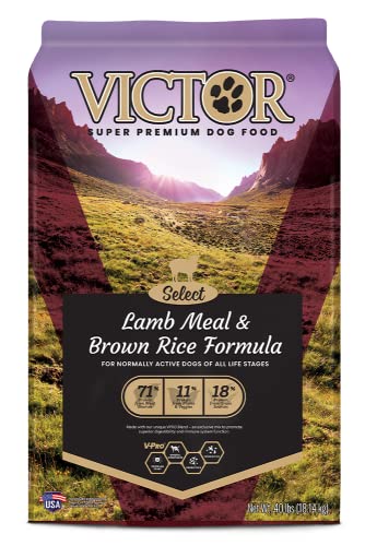 Victor Super Premium Dog Food – Lamb Meal & Brown Rice Formula - Dry Dog Food for All Normally Active Dogs of All Life Stages – Ideal for Dogs with Meat Protein Allergies, 40 lb