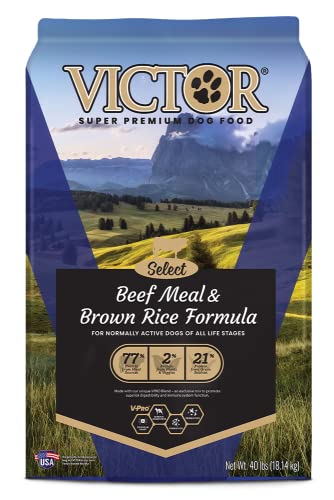 Victor Super Premium Dog Food – Select - Beef Meal & Brown Rice Formula – Gluten Free Beef Meal Dry Dog Food for All Normally Active Dogs of All Life Stages, 40 lbs