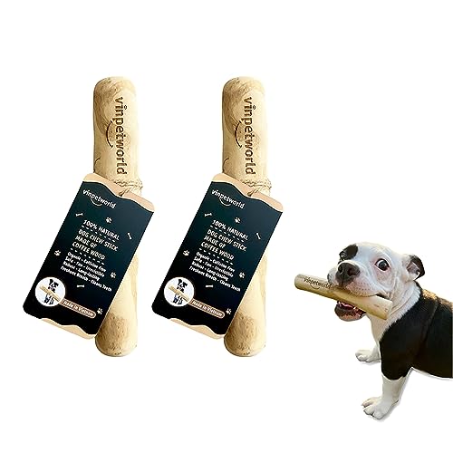 VinPetWorld Coffee Wood Dog Chew Toy - Boost Your Dog's Chewing Joy with This Safe, Natural and Durable Pet Stick from Real Coffee Wood, Perfect for Your Joyful Four-Legged Friend - Size S | Pack of 2