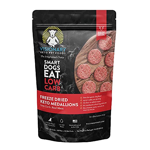 Visionary Pet Foods Beef Freeze Dried Dog Food | High Protein, Low Carb and Grain Free, Made with Human Grade Ingredients for Optimal Nutrition and Digestion Natural Beef Formula, 3.5oz Trial Size