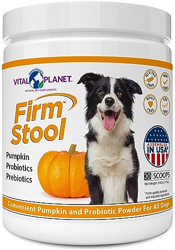 Vital Planet - Firm Stool – Dog Stool Hardener, Eliminates Diarrhea and Gas - Pumpkin, Probiotics and Prebiotics for Healthy Digestion, Fiber for Firmer Stools and Regularity - 111 Grams 30 Servings