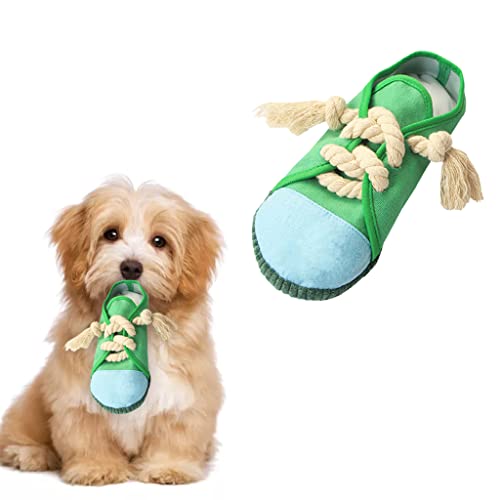 vocheer Dog Chew Toy, Durable Dog Shoe Toy Dog Interactive Toys Dog Squeaky Toy Shoes Toy for Puppy, S M DogsMachine Washable(Green)