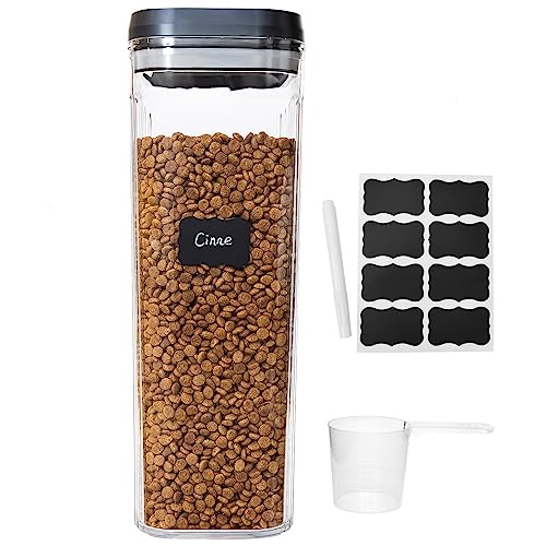 Vumdua Airtight Pet Food Storage Containers - 3.7L Dog Food Storage Container with Measuring Cup, Plastic Pet Food Container for Dog Cat, and Bird Food, BPA Free, Clear