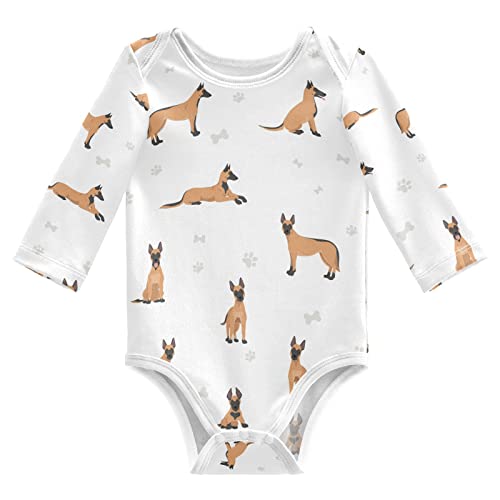 vvfelixl Baby Bodysuits Belgian Shepherd Malinois Dog Long Sleeve Cotton Baby Clothes For Boys Girls 0-3 Months