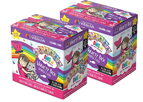 Weruva BFF OMG Rainbow A Gogo Variety Pack Cat Food, 3 Ounce Pouches (24 Pouches Total)