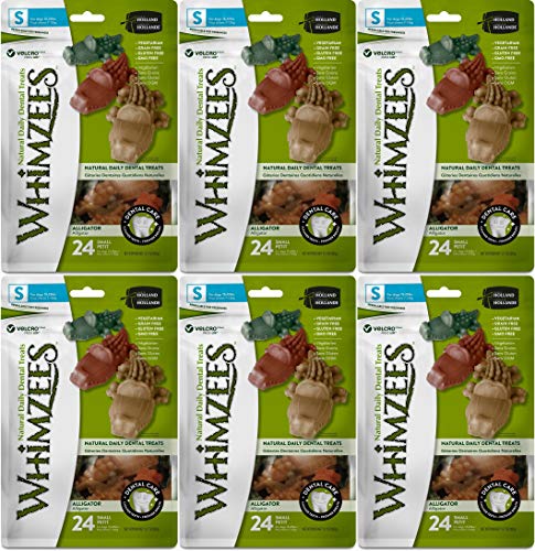 Whimzees 6 Pack of Alligator Dog Dental Chews, 24 Treats each