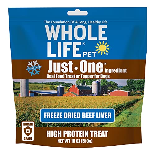 Whole Life Pet Just One Beef Liver Dog Treats Value Packs - Human Grade, Freeze Dried, One Ingredient - Training Or Reward, Grain Free, Made in The USA