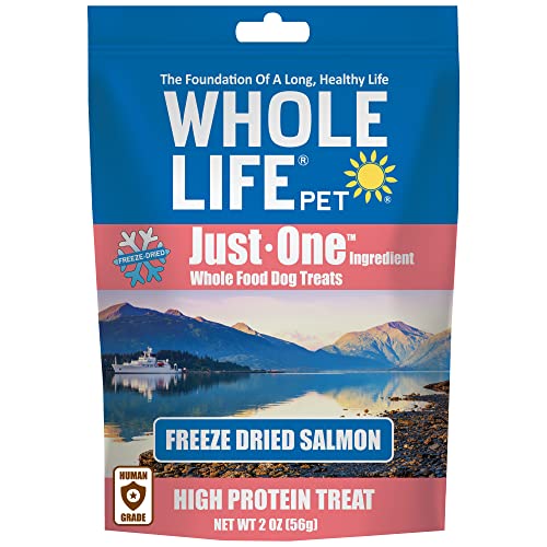 Whole Life Pet Just One Salmon - Dog Treat Or Topper - Human Grade, Freeze Dried, One Ingredient - Protein Rich, Grain Free, Made in The USA