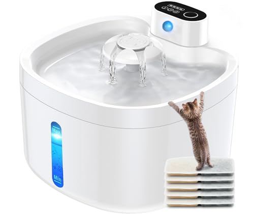 Wireless Automatic Cat Water Fountain with Motion Sensor - Quiet Battery Operated Pet Water Dispenser, Includes 5 Filters，Keep Your Beloved Pets Healthier