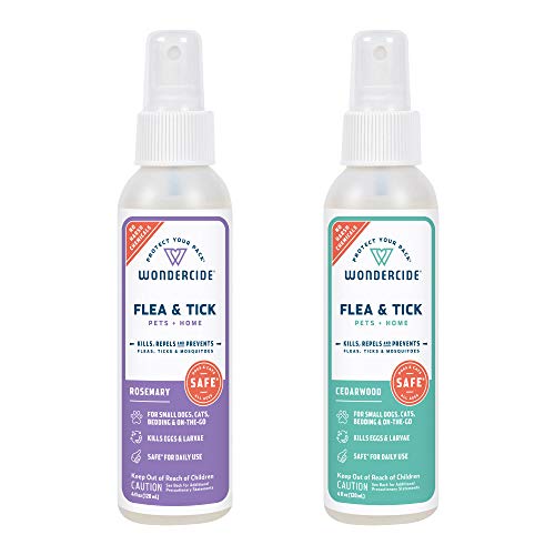 Wondercide - Flea, Tick and Mosquito Spray for Dogs, Cats, and Home - Flea and Tick Killer, Control, Prevention, Treatment - with Natural Essential Oils – 4 oz Rosemary & Cedarwood 2-Pack